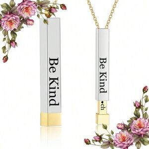 Stainless Steel Engraved 'Be Kind...Of A B**ch' Nesting Doll Pendant Necklace